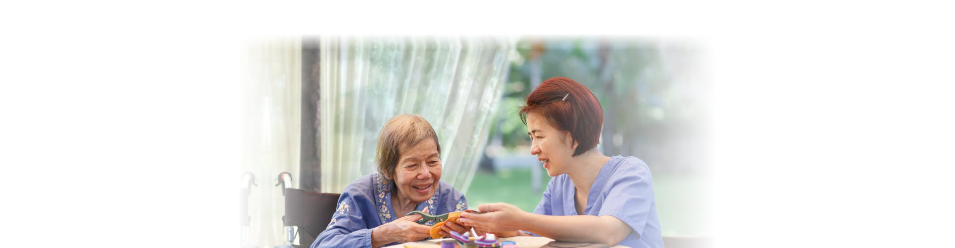 Elderly women with caregiver